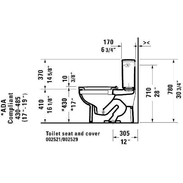 Duravit 1.28 GPF Elongated Comfort Height Floor Mounted TwoPiece